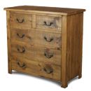 FurnitureToday Chunky Plank pine 2 over 3 chest of drawers