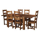 FurnitureToday Chunky Plank Pine 5ft extending dining set