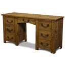 Chunky Plank Pine double pedestal dressing table