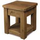 FurnitureToday Chunky Plank pine lamp table with shelf