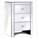 FurnitureToday Contemporary Mirrored 3 drawer bedside