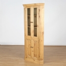 FurnitureToday Cotswold Pine Corner Large Glazed Top Cupboard