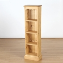 Cotswold Pine fixed 4 shelf Slim Bookcase