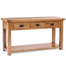 Cotswold Rustic Oak 3 Drawer Console Table