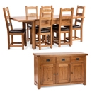 FurnitureToday Cotswold Rustic Oak Extending Dining Set with