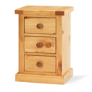 FurnitureToday Cottingham Solid Pine Small 3 Drawer Bedside