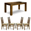 FurnitureToday Cuba Acacia Dining Table and Slatted Chairs Set