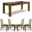 FurnitureToday Cuba Acacia Extending Dining Table and Fabric