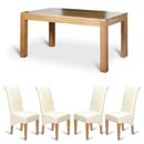Cuba Oak Living Dining Set with Beige Chairs
