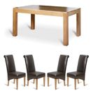 FurnitureToday Cuba Oak Living Dining Set with Brown Chairs