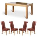 FurnitureToday Cuba Oak Living Dining Set with Red Chairs