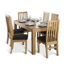 Cuba Oak Living Dining Set with Slatted Leather