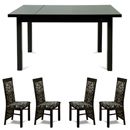 FurnitureToday Deco Extending Dining Set with Swirl Fabric Chairs