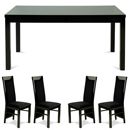 FurnitureToday Deco Fixed Top Table with Fabric Chairs