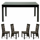 FurnitureToday Deco Fixed Top Table with Swirl Fabric Chairs
