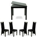 FurnitureToday Deco Square Extending Table with Fabric Chairs