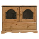 FurnitureToday Devon Pine 1 drawer video unit with glass doors