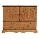 FurnitureToday Devon Pine 1 drawer video unit with wooden doors