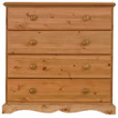 FurnitureToday Devon Pine 4 drawer low chest