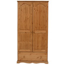 FurnitureToday Devon Pine all hanging double wardrobe with drawer