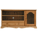 FurnitureToday Devon Pine glass door 1 drawer entertainment unit