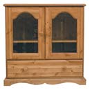 FurnitureToday Devon Pine glass door and drawer video cabinet