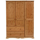 FurnitureToday Devon Pine triple wardrobe with deep drawers