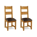 FurnitureToday Distressed Oak Dining Chair Pair