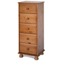 FurnitureToday Dovedale Pine 5 Drawer Narrow Chest