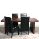 Flow Indian dining set with 4 leather chairs