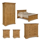 FurnitureToday French Style Oak 4ft6 Bedroom Set