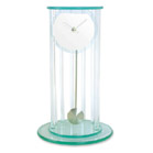 Glass carriage clock with pendulum