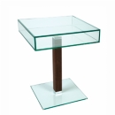 FurnitureToday Glass Square Table with Wenge Wooden Leg