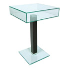 FurnitureToday Glass square table with wooden leg