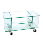 FurnitureToday Glass TV video and DVD stand on castors