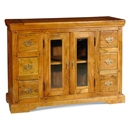 FurnitureToday Granary Acacia 6 Drawer Glazed Cabinet