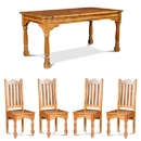 FurnitureToday Granary Acacia Extending Dining Table Set