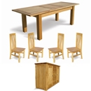 Hampton Oak 5ft Extending Dining Table Set with