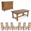FurnitureToday Hartford Rustic Oak Buffet Dining Set