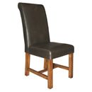 FurnitureToday Hartford Rustic Oak Dark Brown Leather Chair