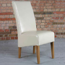 Havana Cream Leather Dining chair with light feet