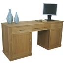 FurnitureToday Hudson Light Oak Large Twin Pedestal Desk