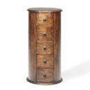 FurnitureToday Jali capsule dark Indian 5 drawer large drum chest