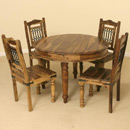 FurnitureToday Jali light circular dining table with 4 chairs