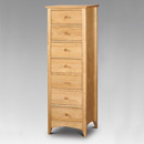 FurnitureToday Julian Bowen Kendal Pine 7 drawer narrow chest