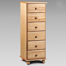 FurnitureToday Julian Bowen Pickwick Pine 6 drawer narrow chest