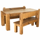 FurnitureToday Junk Plank Pew Bench Dining Set