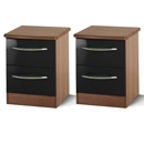 FurnitureToday Knightsbridge Black 2 Drawer Bedside Pair