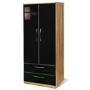 FurnitureToday Knightsbridge Black 2 Drawer Wardrobe