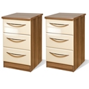 FurnitureToday Knightsbridge Cream 3 Drawer Bedside Pair